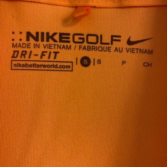 Nike Golf Women's Size S Polo 5 Button Short Sleeve Orange Stripe Shirt - Picture 2 of 5